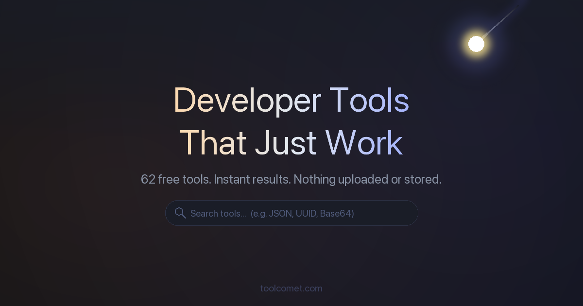 ToolComet — 98 Free Developer Tools Online